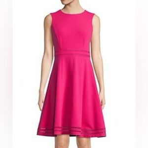 Calvin Klein Hot Pink Fit & Flare Dress, Size 4 - Lace Hem, Sleeveless, summer